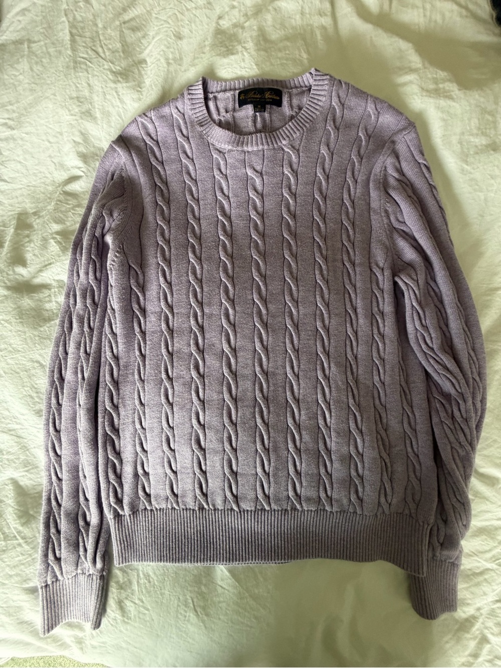 Brooks Brothers Supima Cotton Cable Knit Sweater Men’s M Lavender Purple